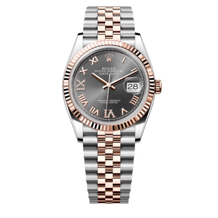 Rolex Datejust Dark Rhodium Dial Fluted Bezel 36mm 126231